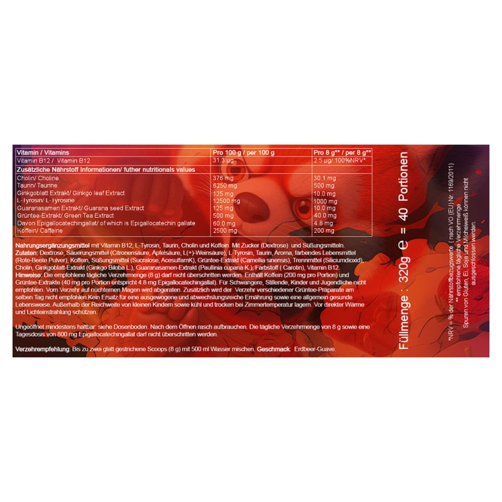 SENCHII Surge of Strawberry – Getränkepulver mit Erdbeergeschmack – 40 Portionen à 8 g – 200 mg Koffein pro Portion – vegan