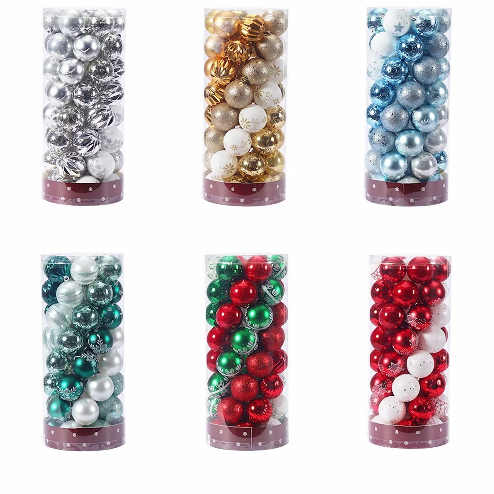 60 mm Weihnachtskugeln, 50 Stück, bruchsichere Weihnachtskugel-Ornamente, Urlaubsdekorationen (blau)