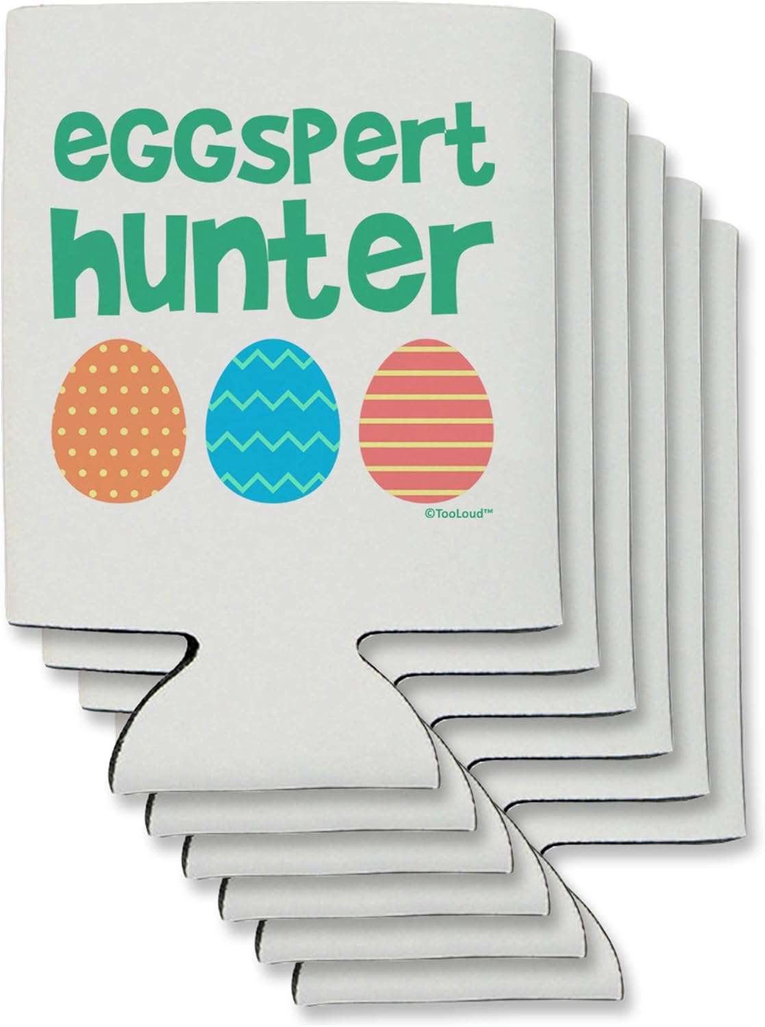 TooLoud Eggspert Hunter - Easter - Green Can/Bottle Insulator Coolers - 6 Pieces