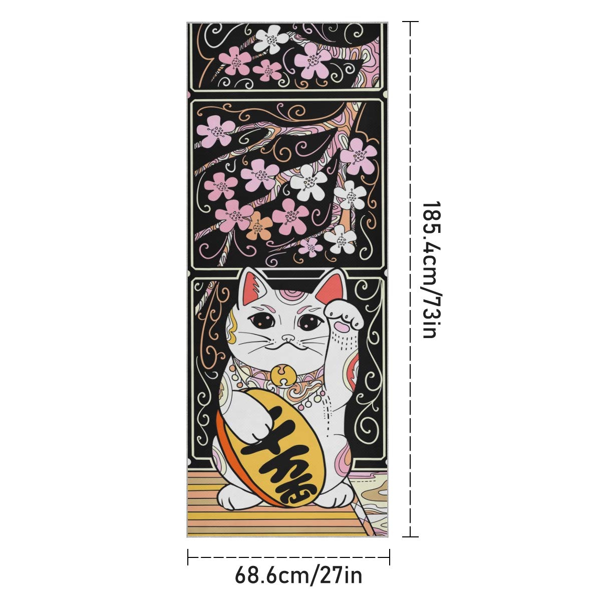 ALAZA Japanese Cat Yoga Towel Non Slip Soft Sweat Absorbent Mat Towel for Hot Yoga Exercise Pilates 73x27 Inches