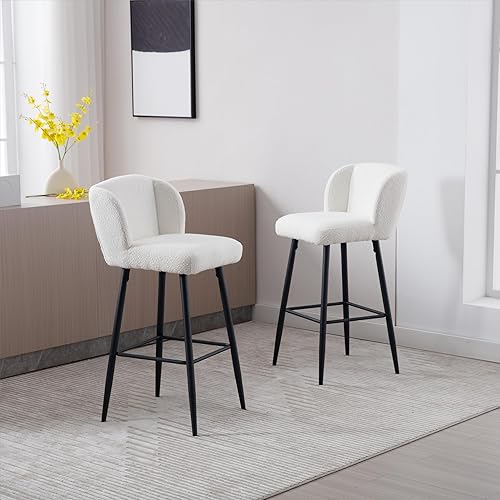 Miniatura 20 de Taburetes de bar de 26 pulgadas de altura de mostrador con respaldo, juego de 2 taburetes de bar modernos para encimera de cocina, taburetes de bar