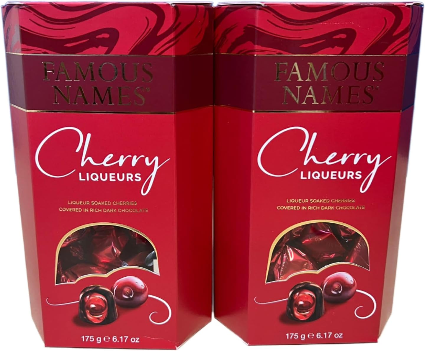 Famous Names Cherry Liqueur Chocolates, 190g Liqueurs Soaked Cherries Covered in Rich Dark