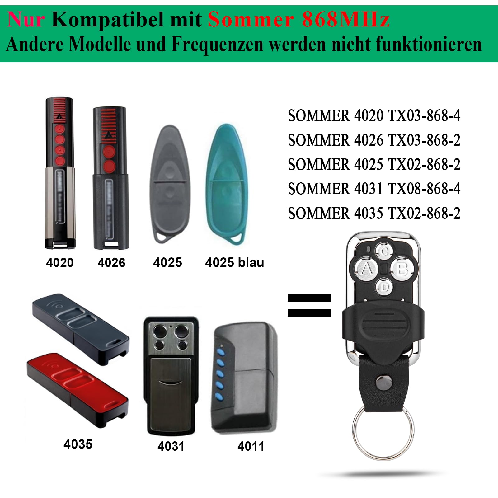 Replaceent De La Télécoande De Garage Pour Soer 4020 TX03 868-4 Télécoande De Porte De