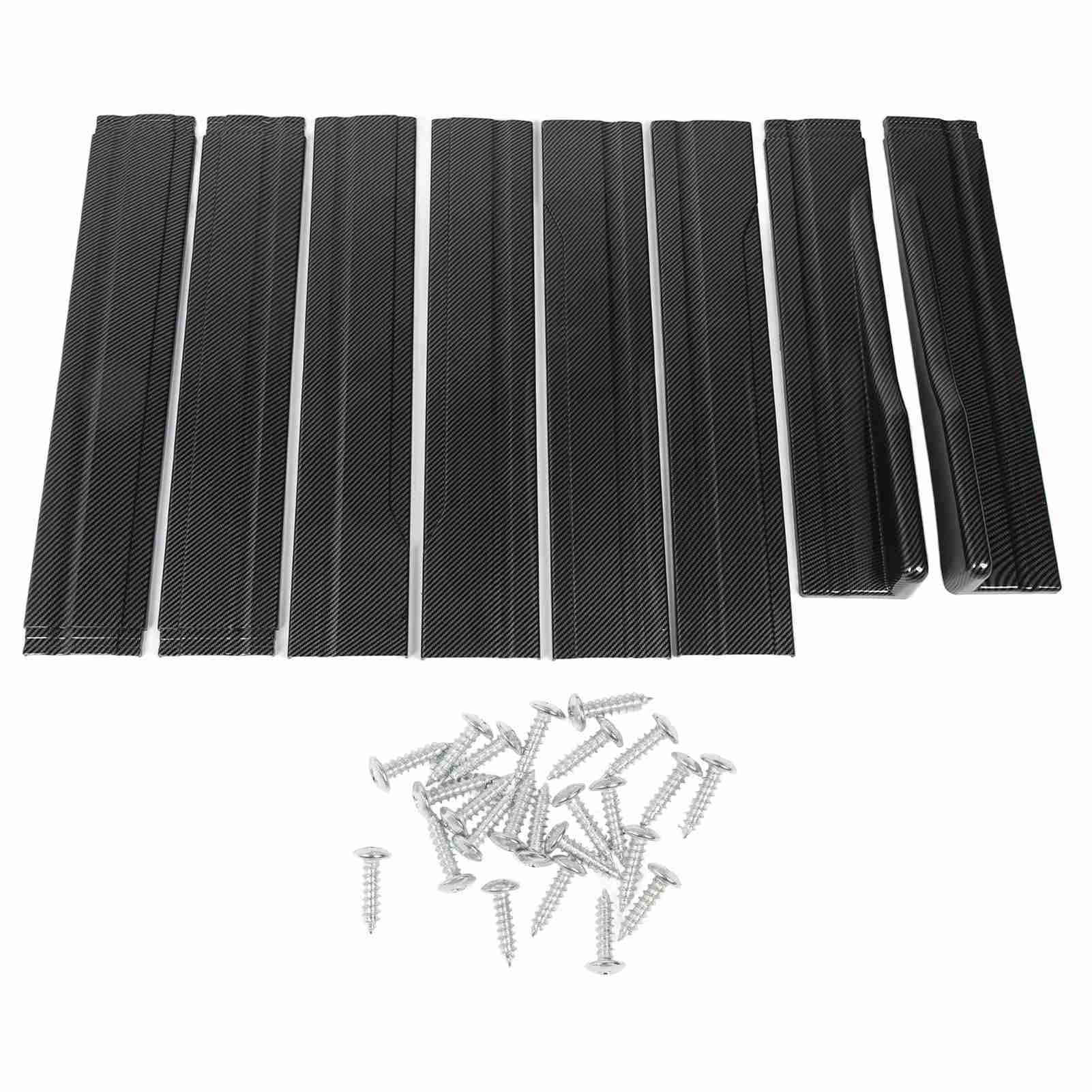 8 faldas laterales de coche de 86.5 in, divisores ABS con patrón de fibra de carbono, reemplazo universal para, panel basculante negro brillante con tornillos, mejora la