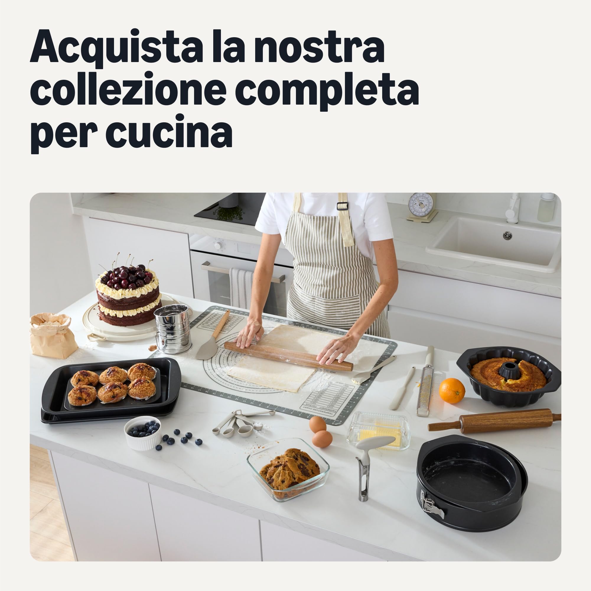 Amazon Basics Teglie Antiaderenti, Set di 6 Pezzi, Impilabili, Lavabili in Lavastoviglie e Adatte al Forno