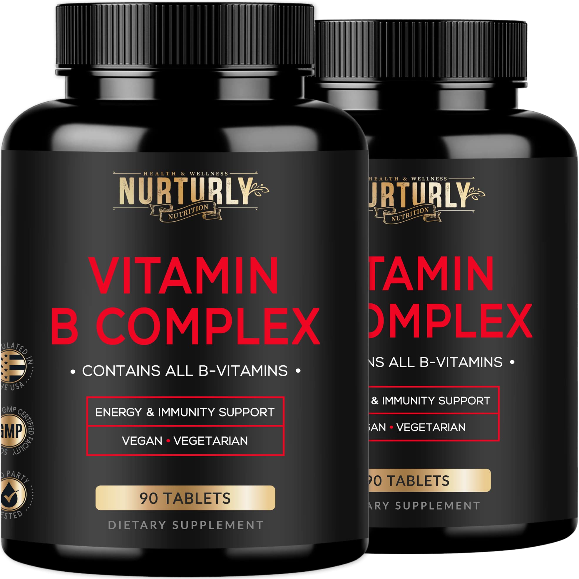 Vitamin B Complex - Contains All Essential B Vitamins - B1, B2, B3, B5, B6, B7, B9, B12 and Biotin - Super B Complex Vitamins for Energy, Immunity Support - 180 Tablets
