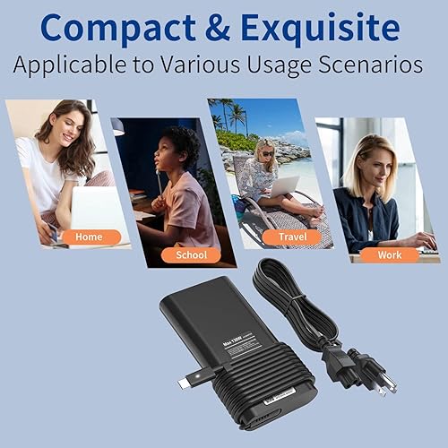 Miniatura 6 de Cargador USB C de 130 W compatible con cargador de laptop Dell tipo C, cable de alimentación de CA delgado - Precisión 5550 5560 5570 5750 3560 XPS
