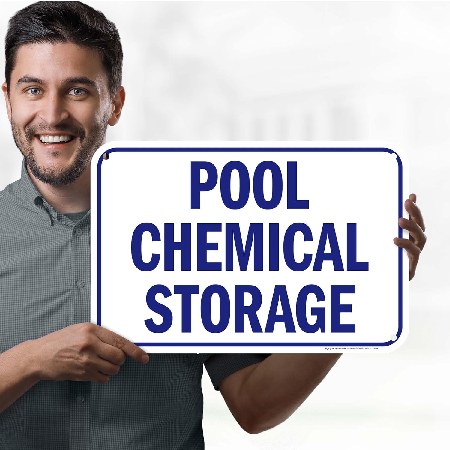 Pool Chemical Storage Sign, 12x18 Inches, 55 mil thick HDPS (high density polystyrene), Made in USA by My Sign Center
