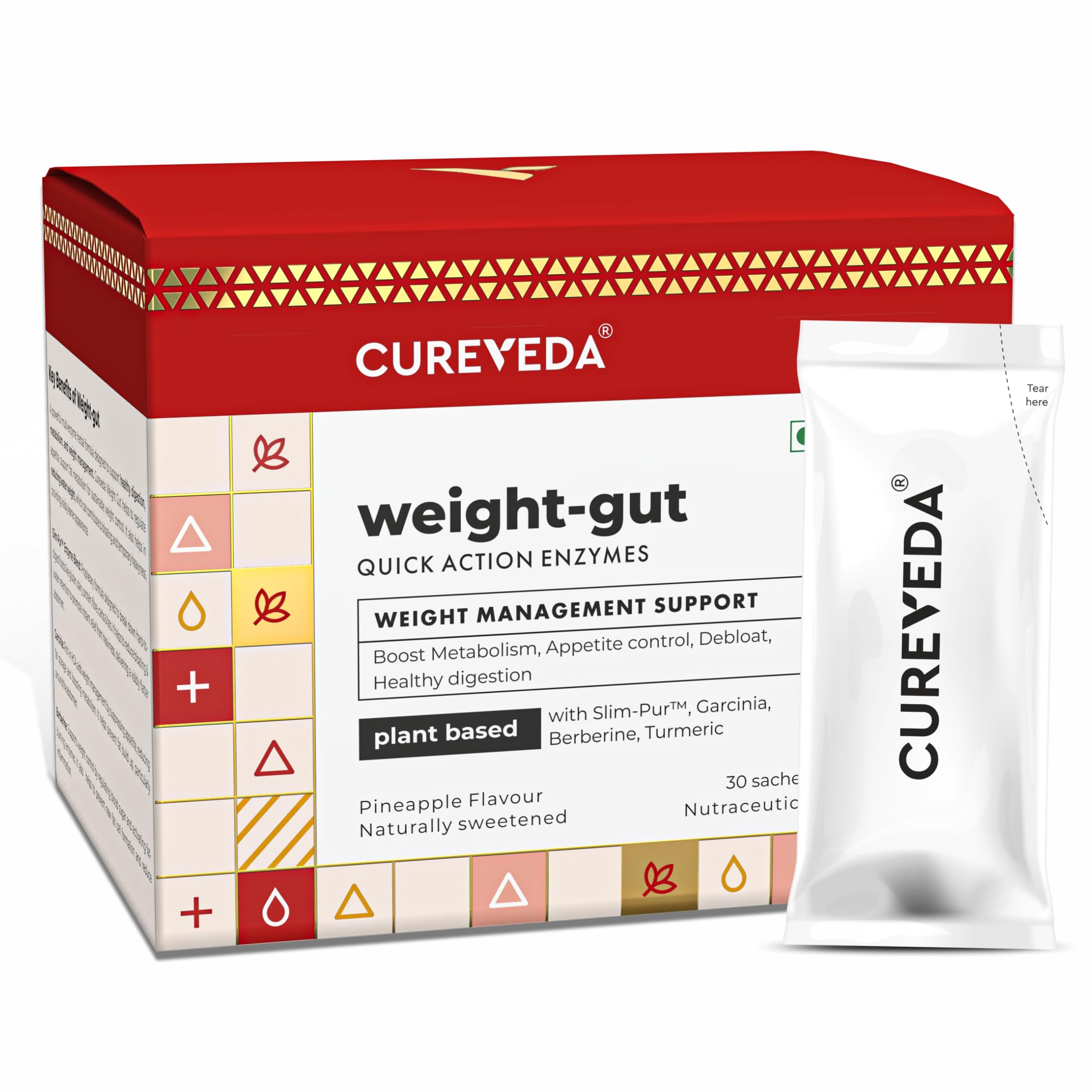 Weight Gut - Natural Weight Management | Plant Based with Slim-Pur, Berberine, Garcinia & Turmeric | Weight Management Supplement For Women & Men | Supports Fat Burn For Weight Loss | 30 Sachets
