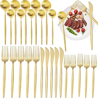 Gold Silverware Set 100-Piece – Premium Stainless Steel Flatware Set for 20, Luxury Gold Cutlery Set with Spoons Forks Knives, Shiny Kitchen Utensils for Home Restaurant Hotel