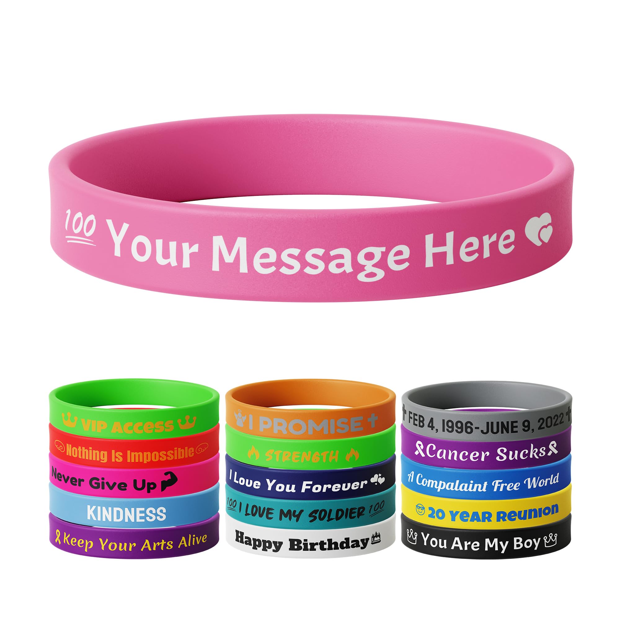 Buy Custom Rubber Bracelets with Your Text Message, Personalized