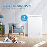 Midea MRC04M3AWW Chest Freezer, 3.5 Cubic Feet Mini Freezer With Removable Basket, Adjustable Temperature, For Kitchen Garage Apartment Office, White