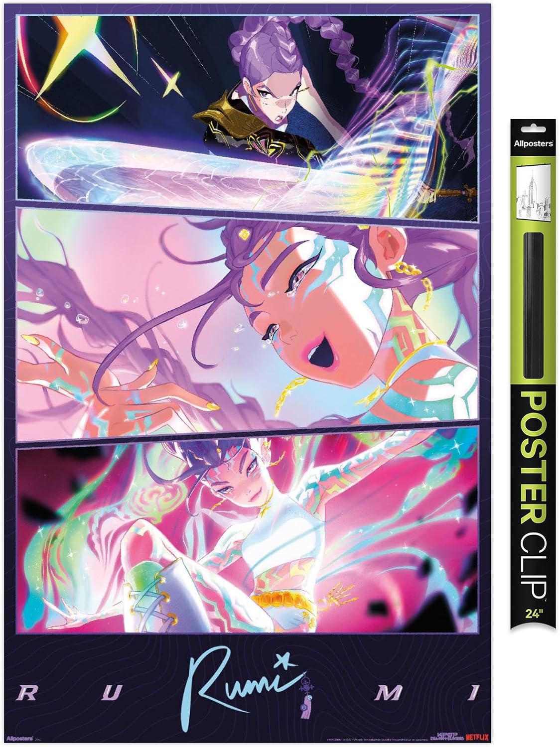 Trends International Netflix KPop Demon Hunters (2025) - Huntrix Featuring Rumi Wall Poster, 34L x 22.4W, Premium Poster & Clip Bundle