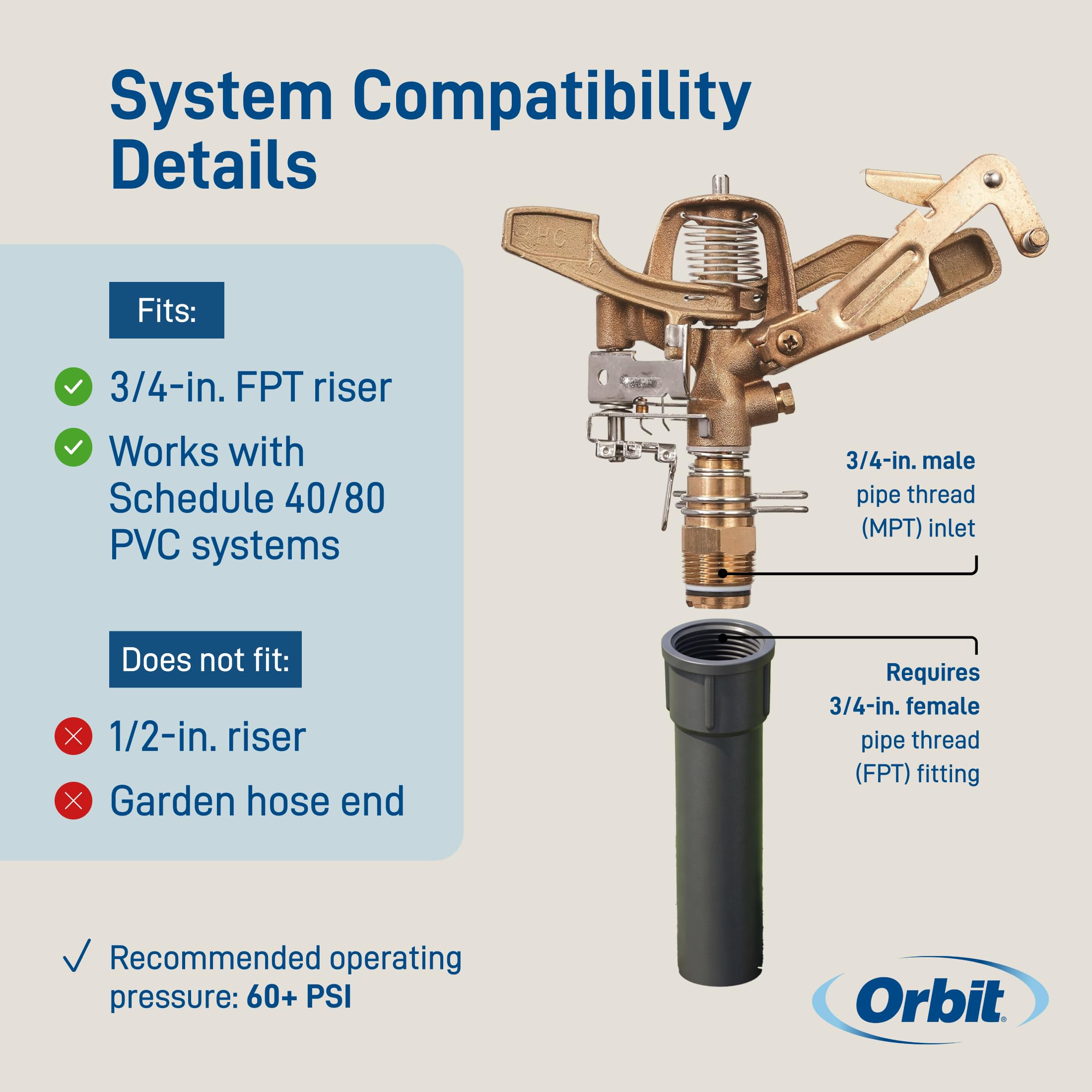 Orbit 55016 Testa irrigatore in Ottone, Attacco 3/4"