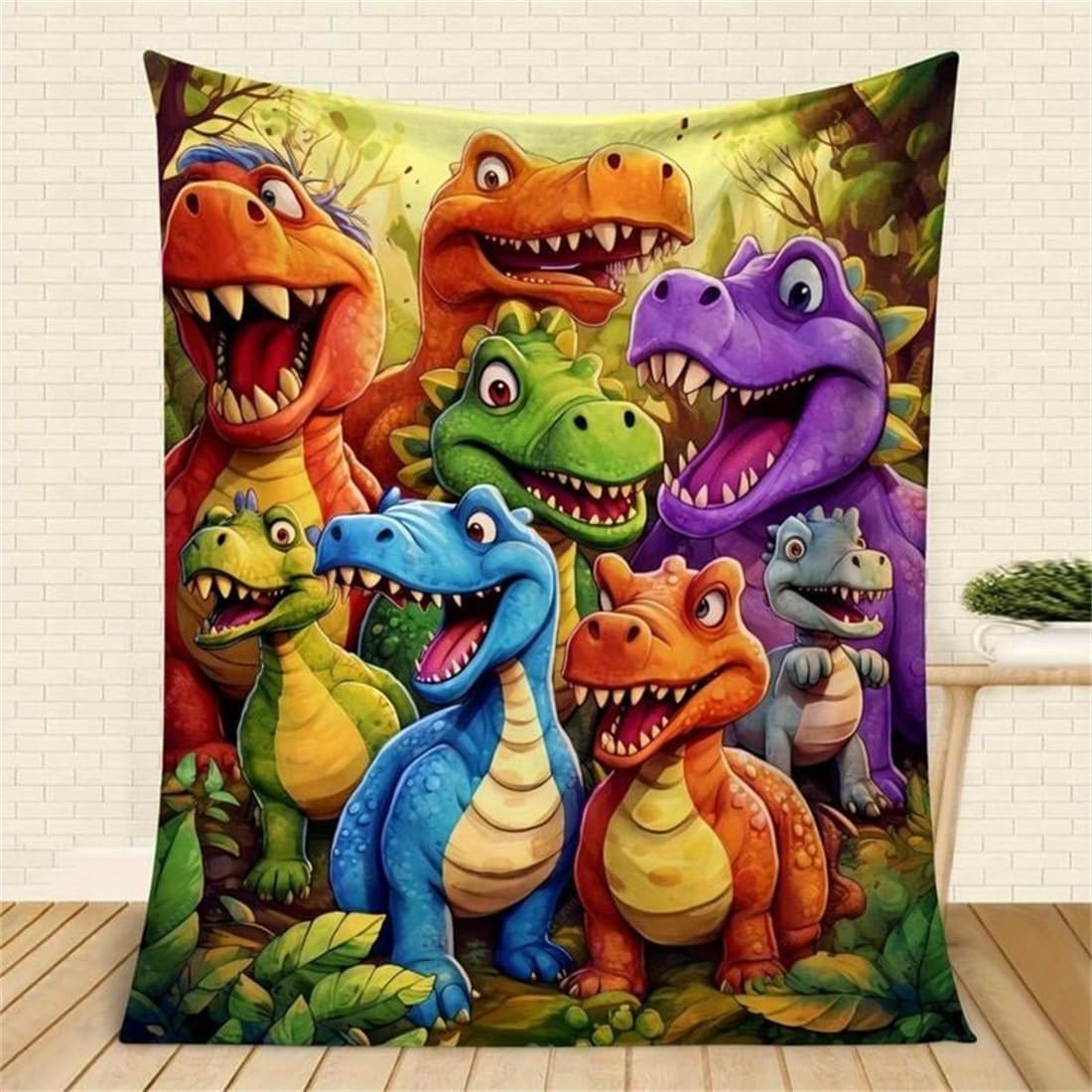 2026 New Cute Smiling Dinosaurs HD Digital Print Flannel, Lightweight Ultra-Soft Flannel Dinosaur Throw Blanket for Kids & Boys & Girls, Fleece Dino Blanket for Couch, Bed, Sofa, All-Season (51×59 in)