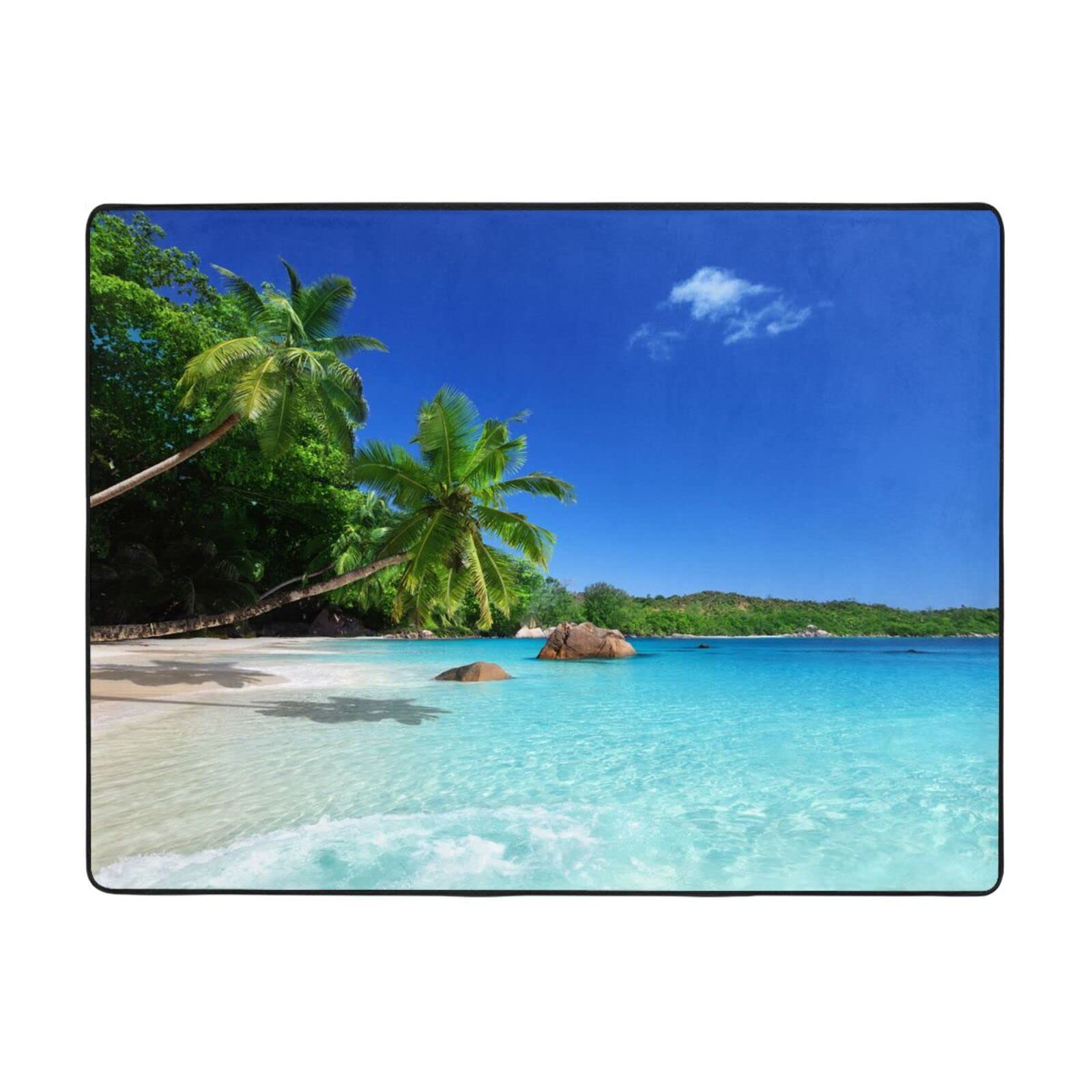 Tapis en flanelle anti-glisse salon grand tapis imprimé tropical doux
