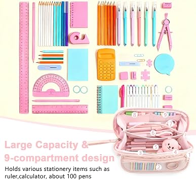 Large Capacity Pencil Case with 9 Compartment,Pencil Case for Boys Girls