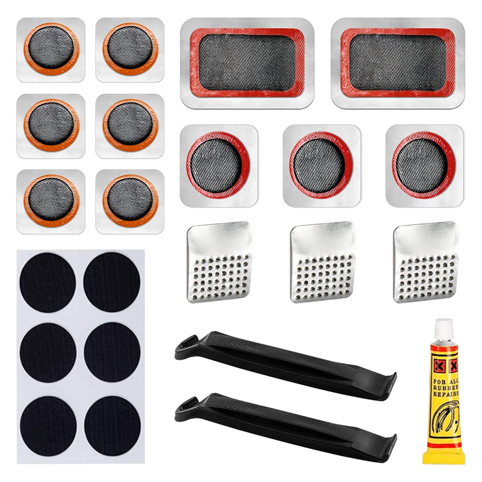 ANYTOP 自転車用 パンク修理 パンク修理セット パンク修理用パッチキット タイヤ修理キット タイヤパッチ ゴムのり タイヤレバー やすり 応急用タイヤ修理 補修 便利 汎用性 収納ボックス付き