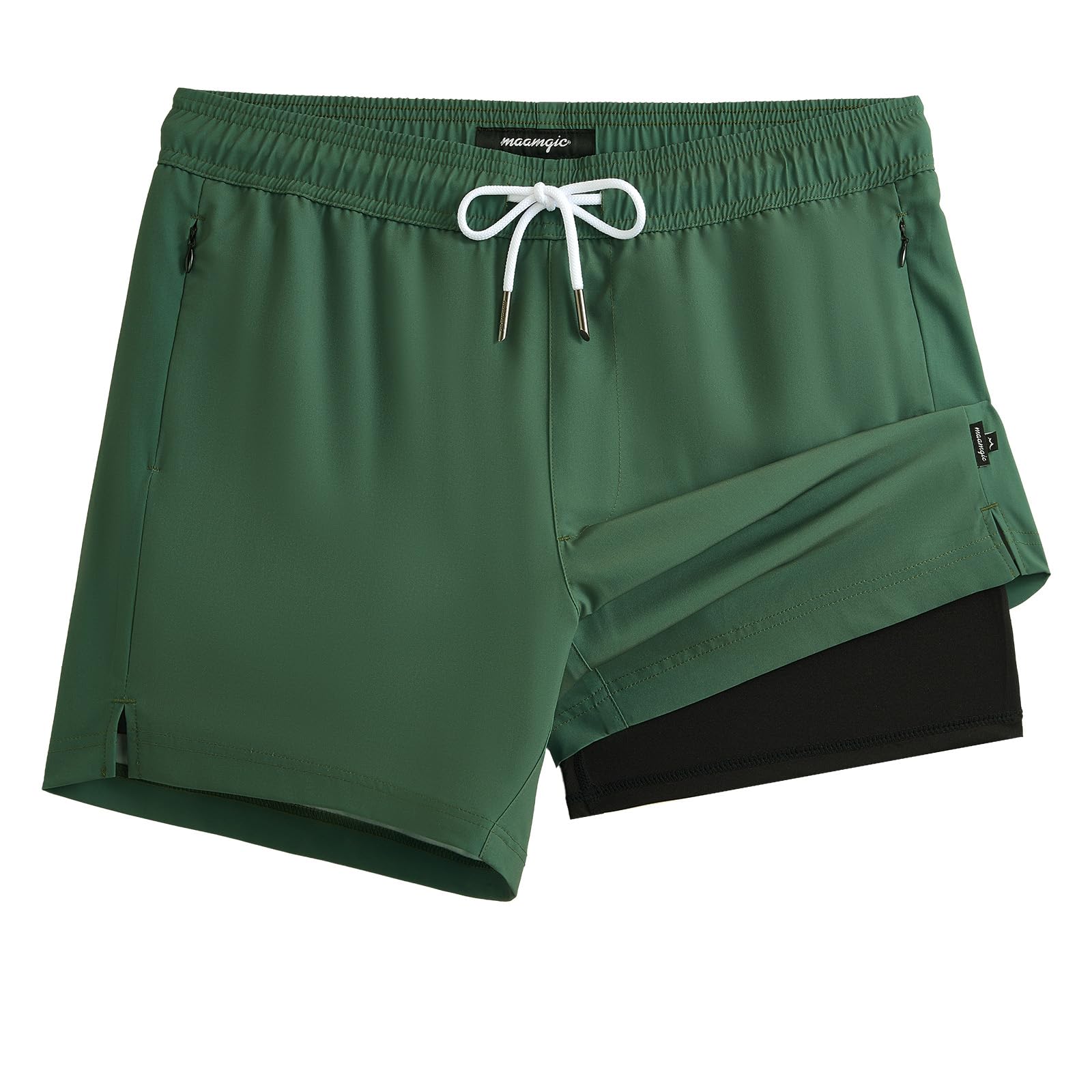 maamgic Mens Swim Trunks with Compression Liner 5 Inch Quick Dry for Beach