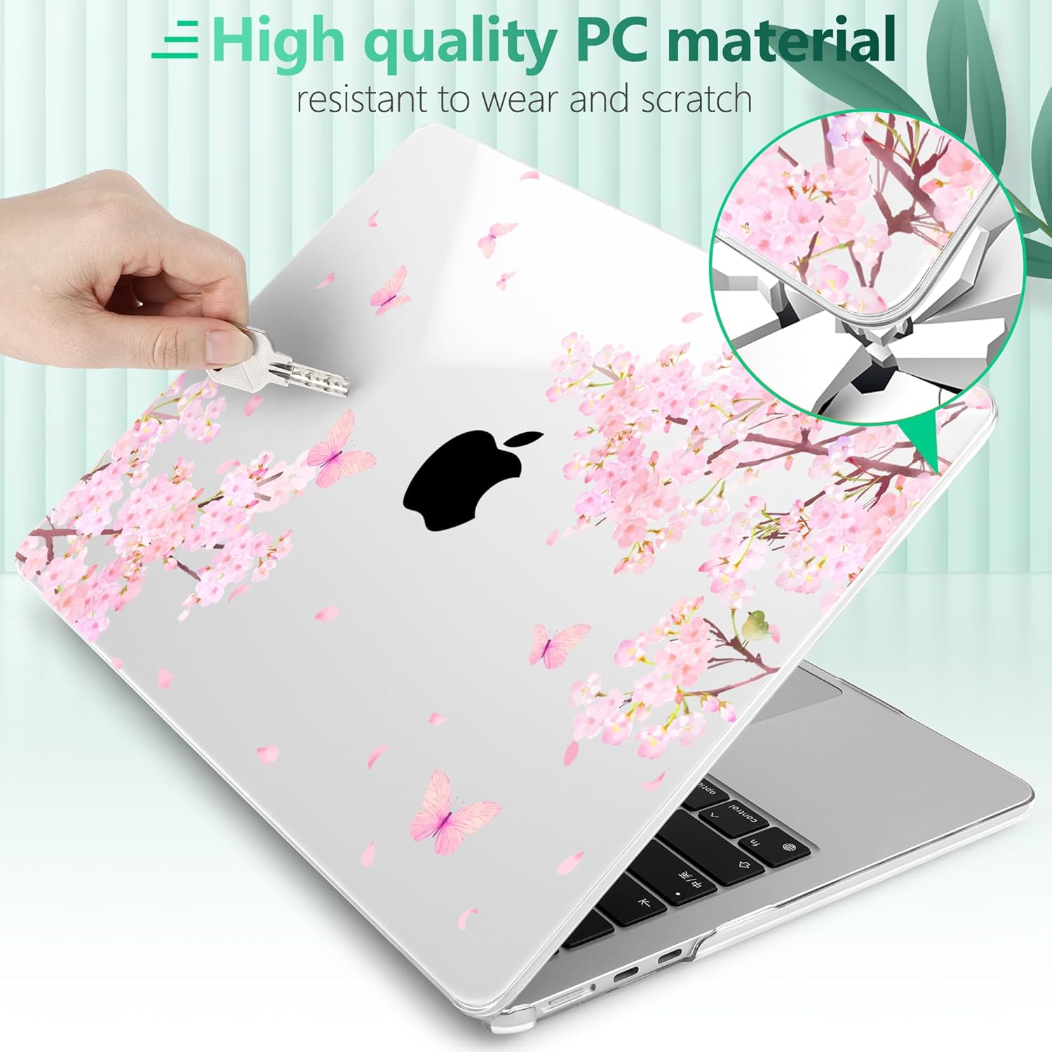 for MacBook Neo 13 inch Case 2026 (Model A3404, A18 Pro) Shockproof & Scratch-Resistant Hard Shell, Keyboard Cover, Trackpad Protector, 2 OTG Adapter, for Women Girly Cute, Cherry Blossom