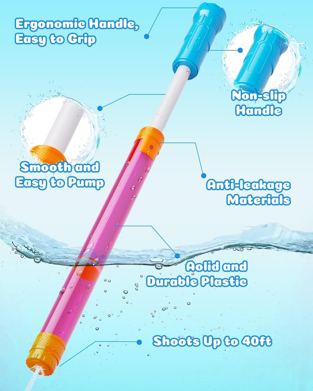 30pcs Water Gun Blaster Toys - 6 Colors Water Squirter for Kids 40ft Squirt Gun for 3-6-8-12 Girls BoysTeens Adults, Water Blaster for Swimming Pool Beach Oceans Summer Party Games Yards Outdoor