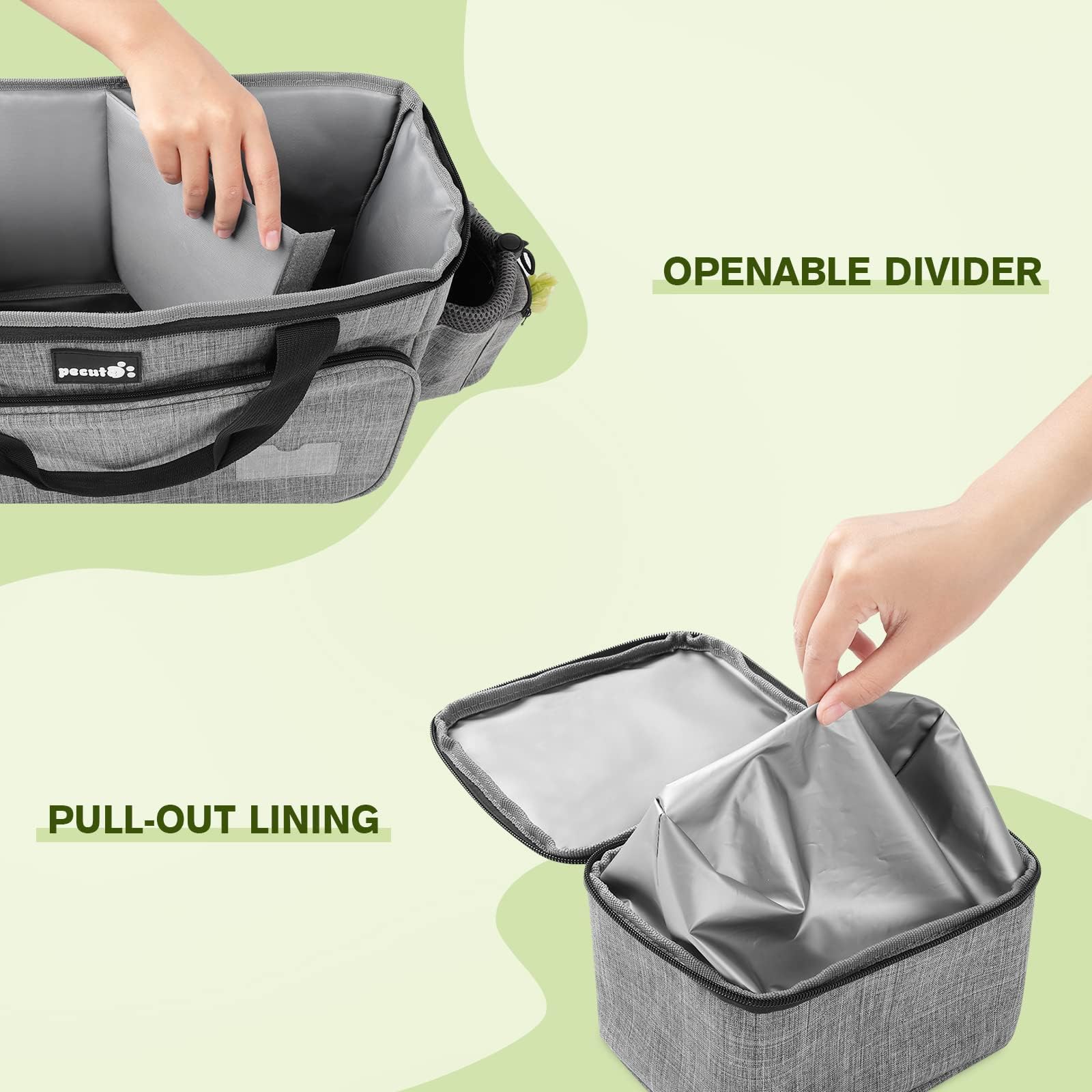 Pecute Borsa da Viaggio per Cani Grande,Borsa da Viaggio Portatile per Cane con 2 Ciotole Pieghevoli in Silicone, 2 contenitori per Alimenti, per Il Campeggio, Escursionistico,Viaggio