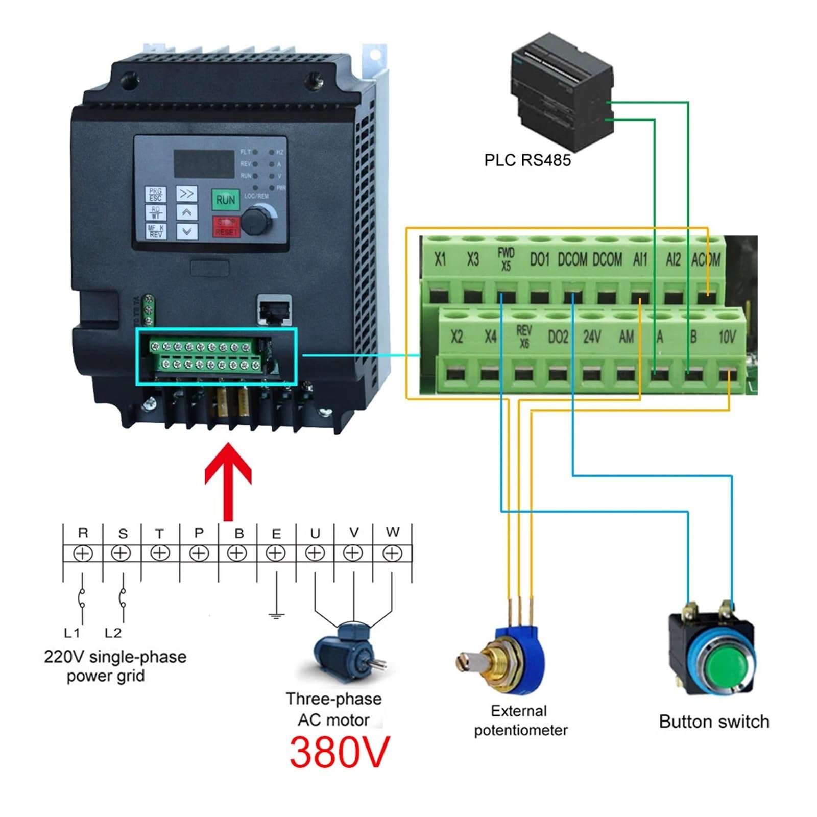 Convertitore VFD a frequenza variabile da 4KW-11KW da 220 V a trifase 380 V Convertitore VFD a frequenza variabile Convertitore VFD da 400 Hz(220V TO 380V 2.2kw)