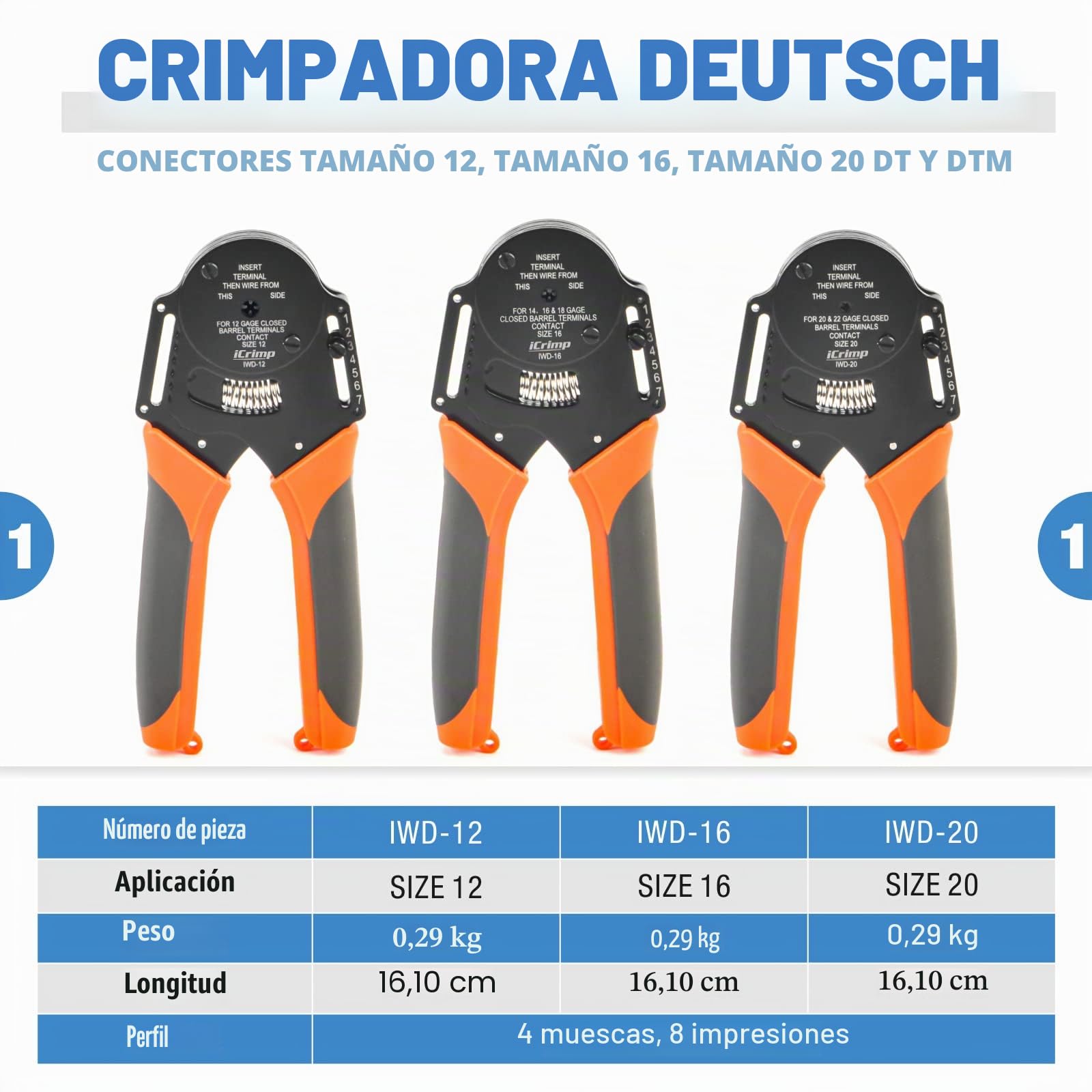 iCrimp Deutsch,Juego de herramientas de crimpado de terminales de barril cerrado y crimpadora de barril abierto, terminales de paquete meteorológico Delphi, 12 unidades
