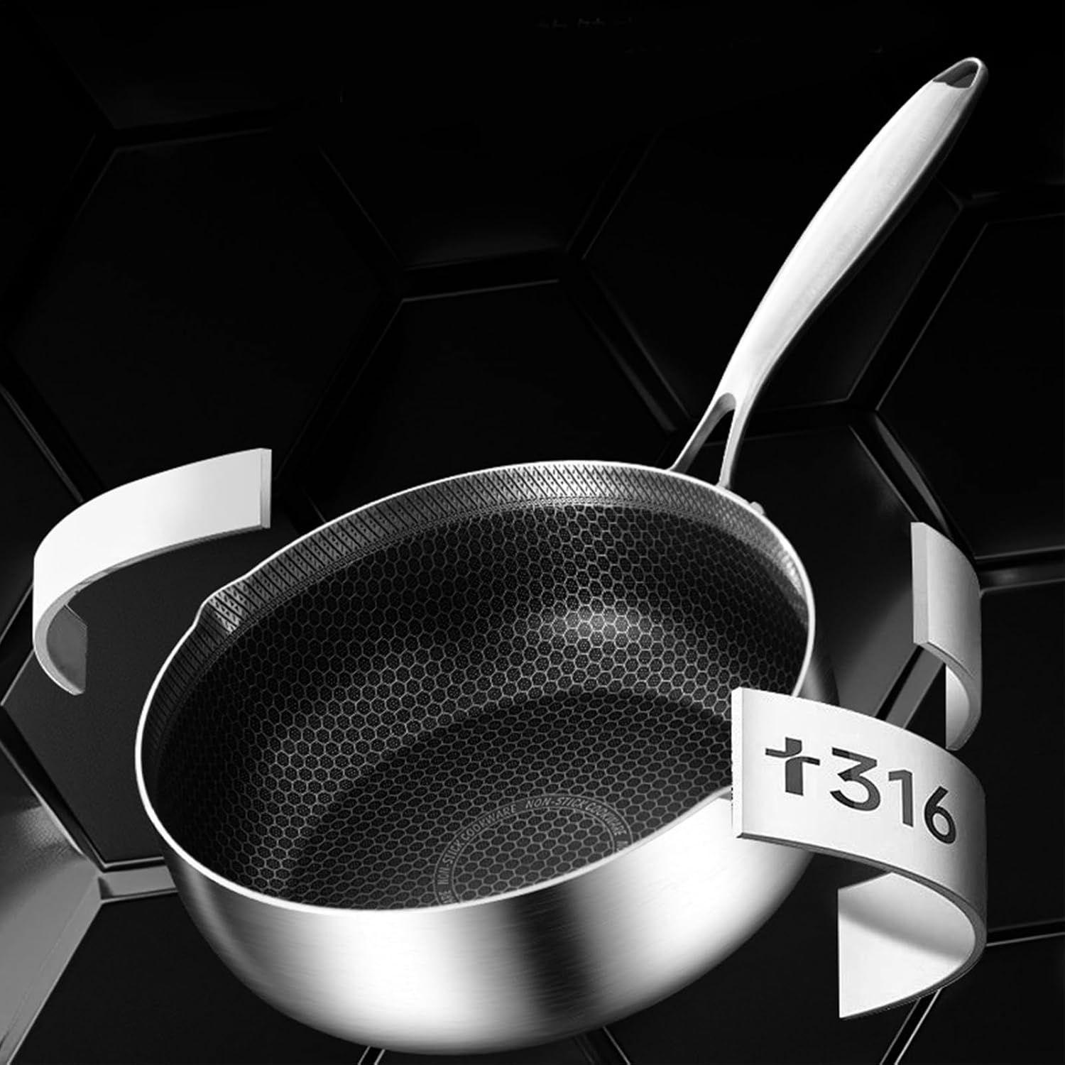 ハニカム調理器具 ステンレススチール製 ノンスティック調理鍋 Tri -Sprung - 耐久性のあるキッチンポット 高性能フライパ