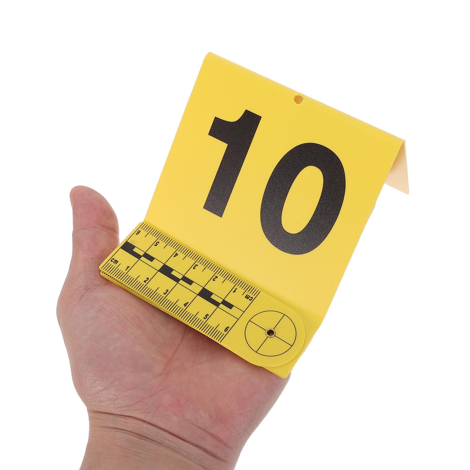 SHINEOFI Marcadores para Señalización Forense con Regla Integrada, Plástico Amarillo, Tamaño 17x9x7cm, Paquete de 10 Piezas para Colocación y Medición Precisa