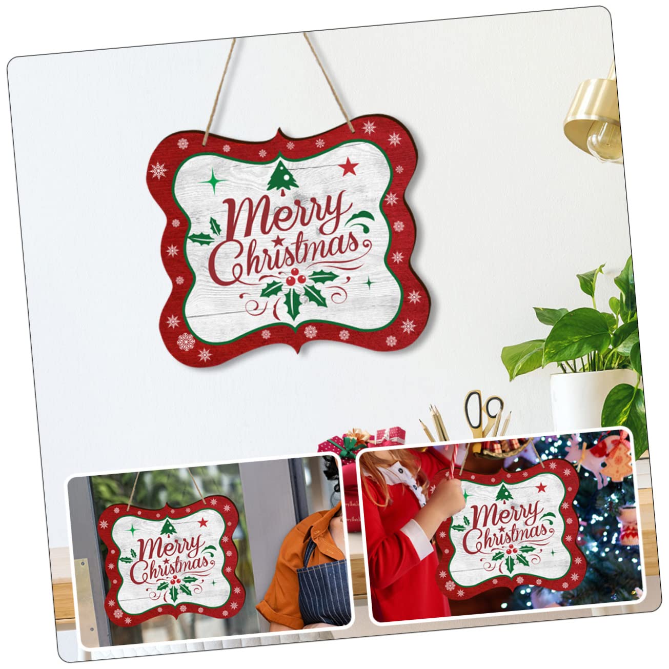 Cabilock 4 Juegos De Adornos Colgantes para Puerta Guirnalda De Bienvenida Iluminada para Navidad Decoración para El Hogar Al Aire Decoración De Techo Árbol De Navidad Letreros