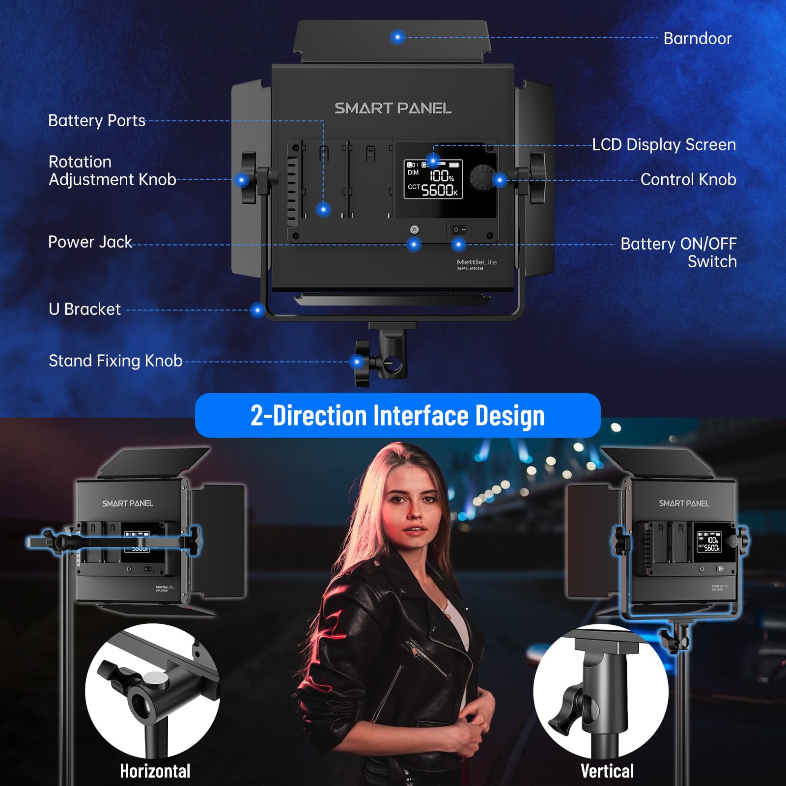 Kit Luce LED Micro Hobolite 8W Per Video E Foto - Portatile, Display LCD, CRI 96+, 2700-6500K, 6 Gel Inclusi