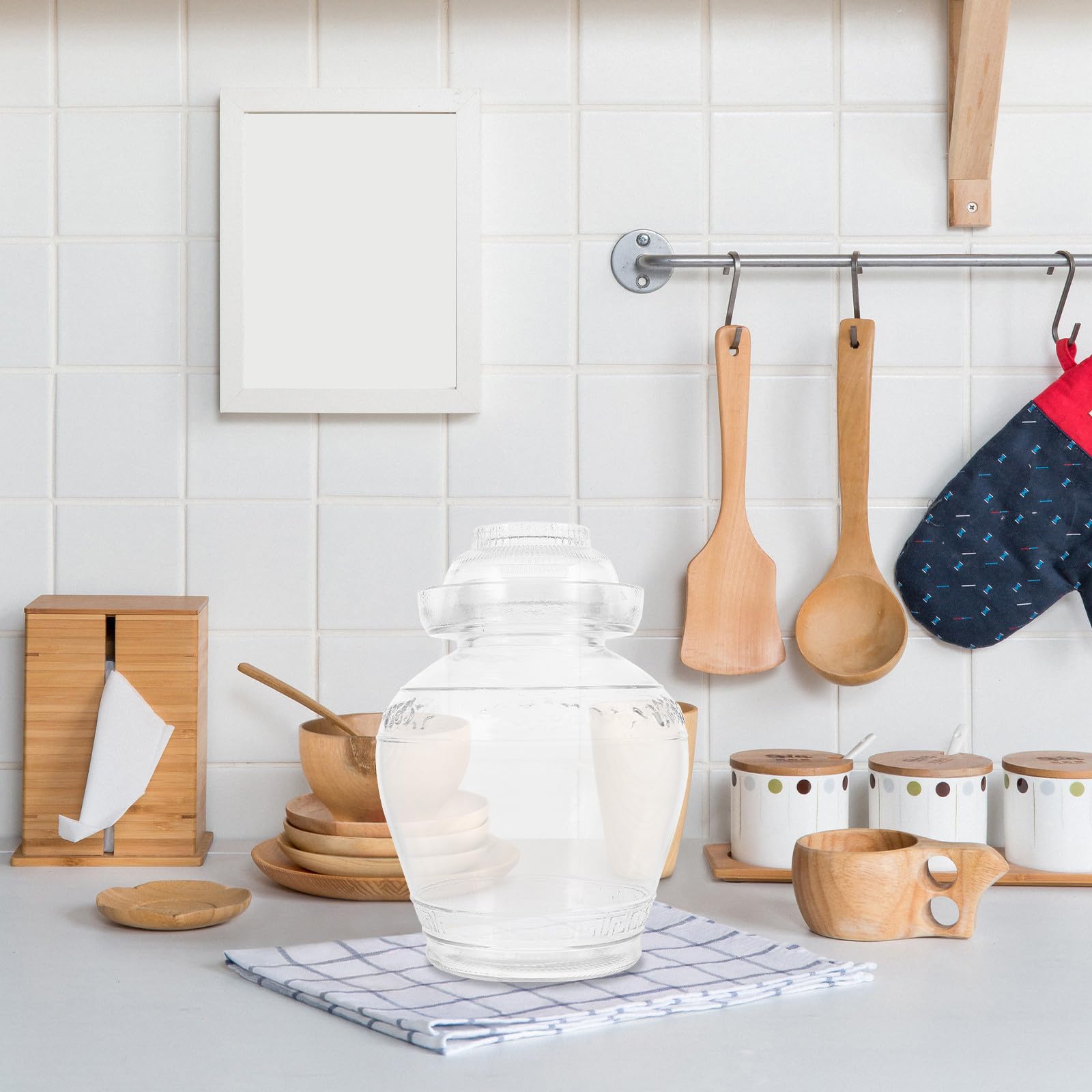 GALPADA Barattolo per Sottaceti Domestici 5l in Vetro Trasparente | Contenitore per Conservazione, Uso Semplice e Pratico, Adatto a Caramelle e Cereali Stile Casuale