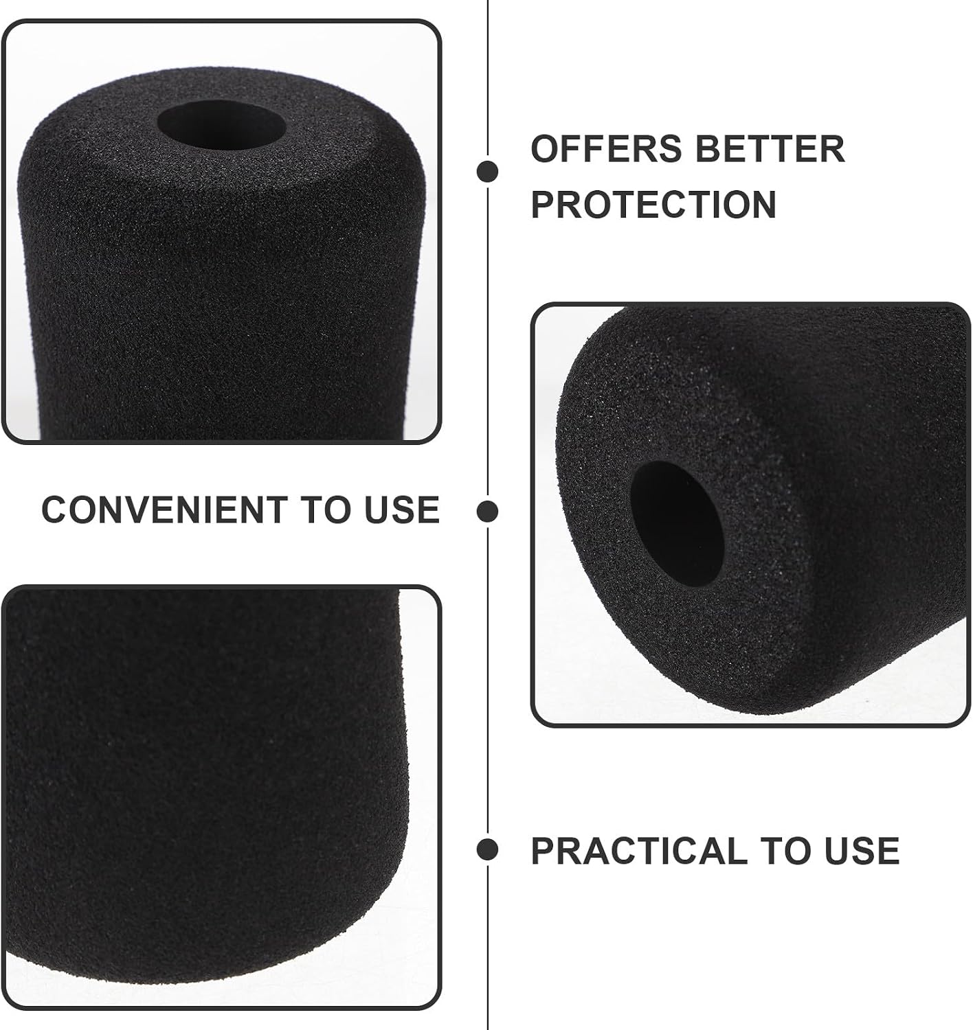 Mikinona 8pcs Sponge Foam Handle Covers for Exercise Equipment Parts Black image 3