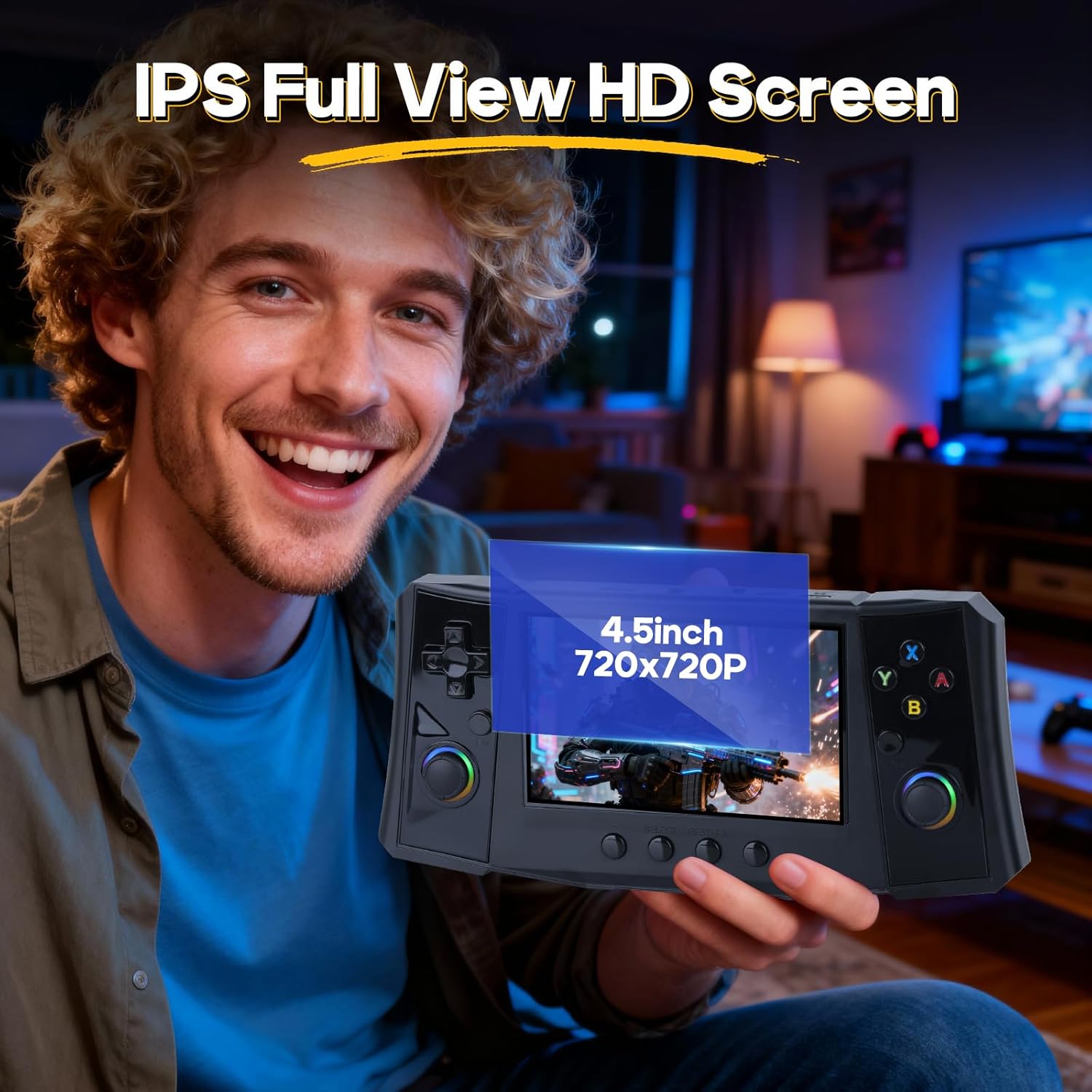2025 New R50 Retro Handheld Game Console, 50000 Preloaded Games, 256GB Expandable Storage, 4.5 Inch IPS HD Screen, Portable Gaming Device with Long Battery Life (Black)