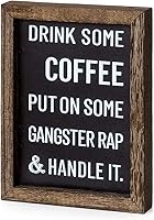 Mkono Rustic Wooden Coffee Sign - Double-Sided Funny Sayings, Farmhouse Decor for Kitchen, Coffee Bar, Home Office Wall or Table