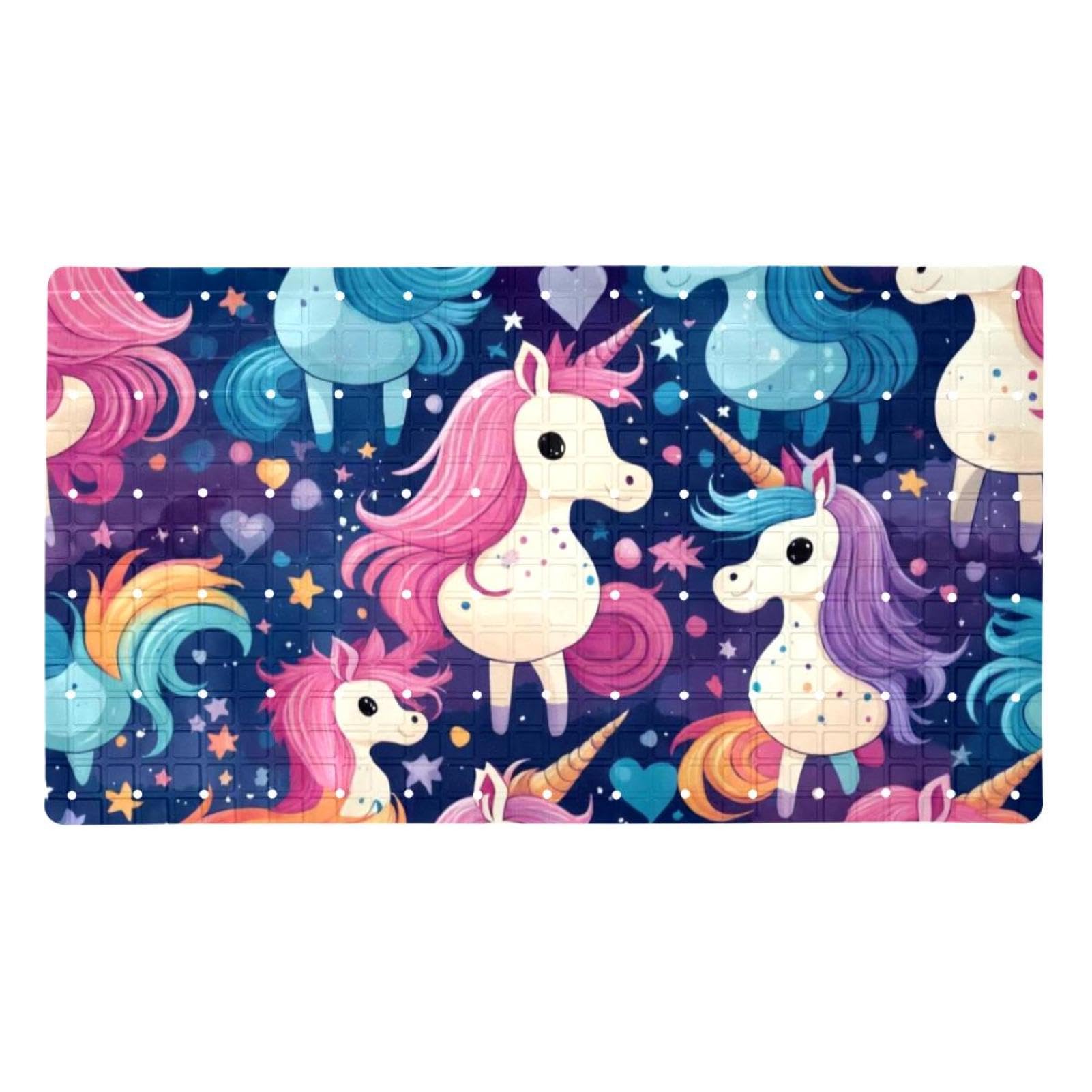 Tapis de bain licorne extra long antidérapant en PVC à ventouses