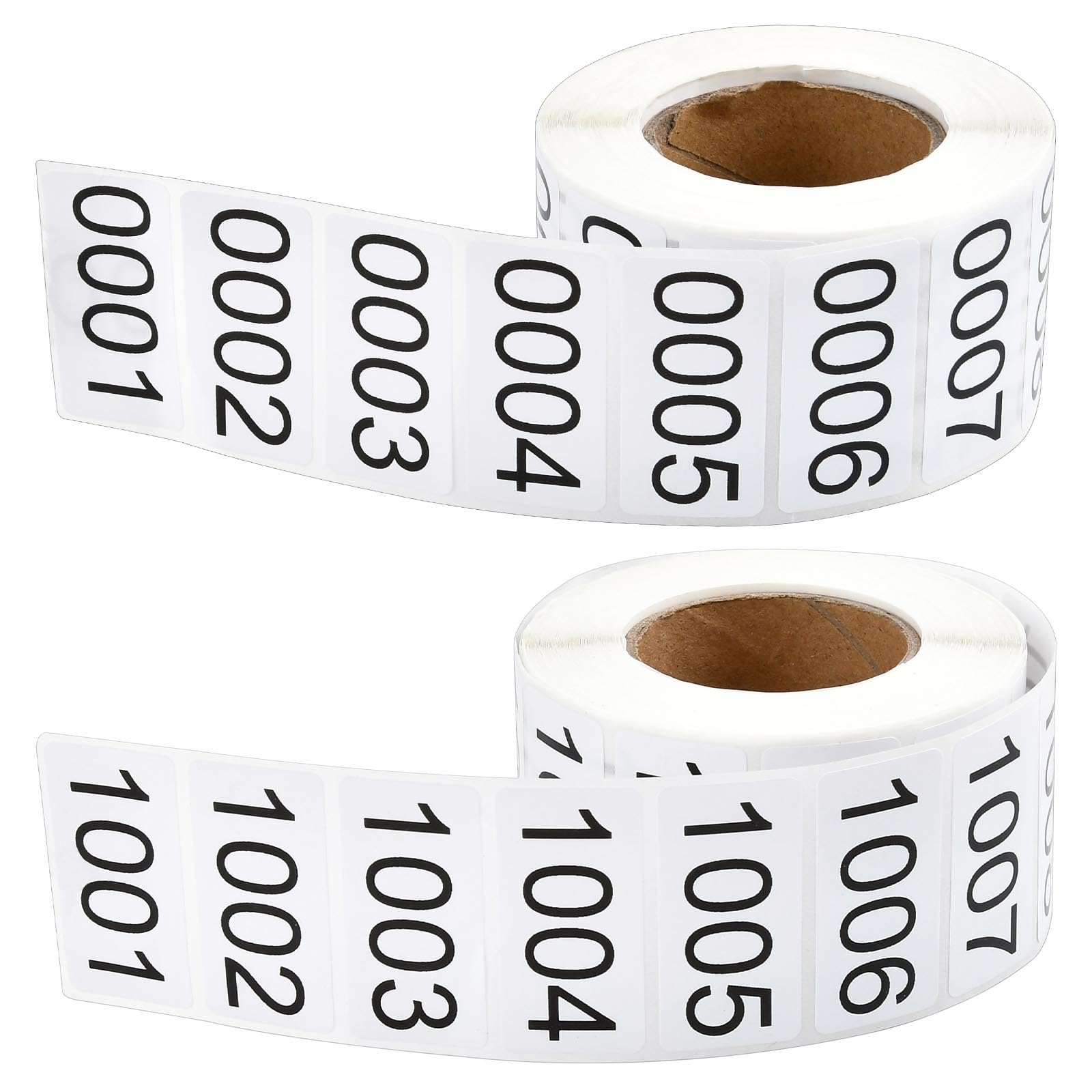 Akamino 0001-2000 Pieces Inventory Number Sticker, 2 Roll Consecutively Numbered Labels Waterproof Tag, Self-Adhesive Numbered Sticker for Storage