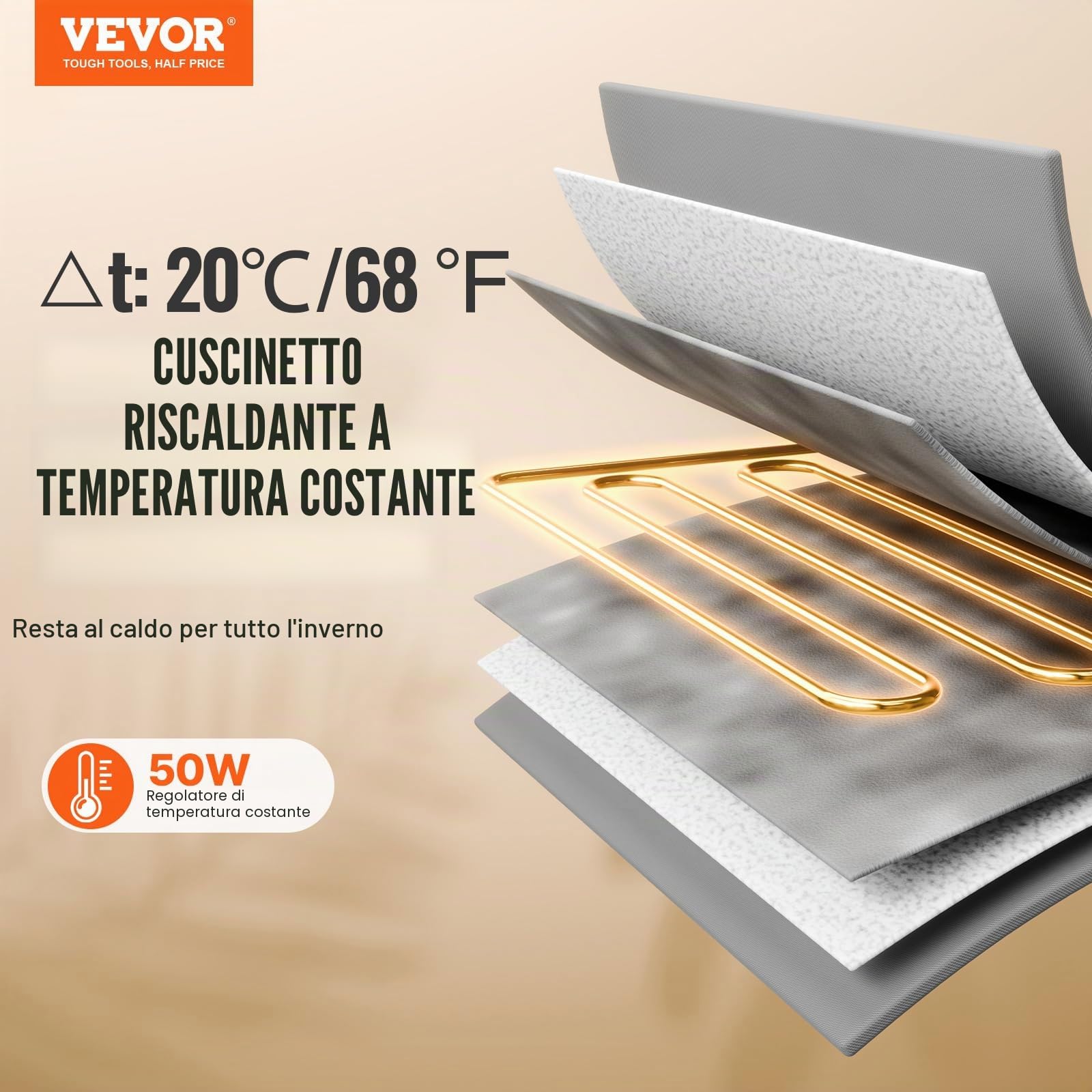 VEVOR Riscaldato per Gatti 65x53 cm, Tessuto Oxford 600D, Regolabile 40-60℃, Verde