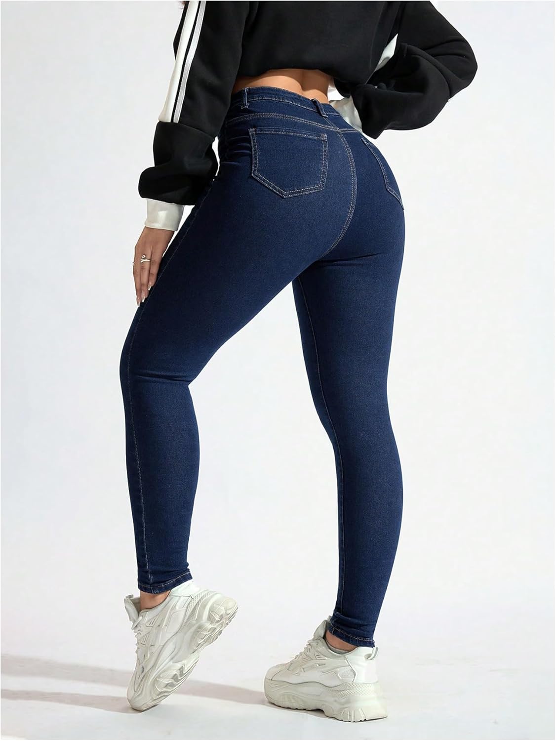 GORGLITTER Women's Skinny Jeans High Waisted Stretchy Tummy Control Denim Leggings Trousers with Pockets