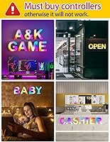 Vista 6 de Letras con luces LED de marquesina, letreros luminosos para bodas, fiestas de cumpleaños, Navidad, hogar, bares, decoración de pared, sincronización