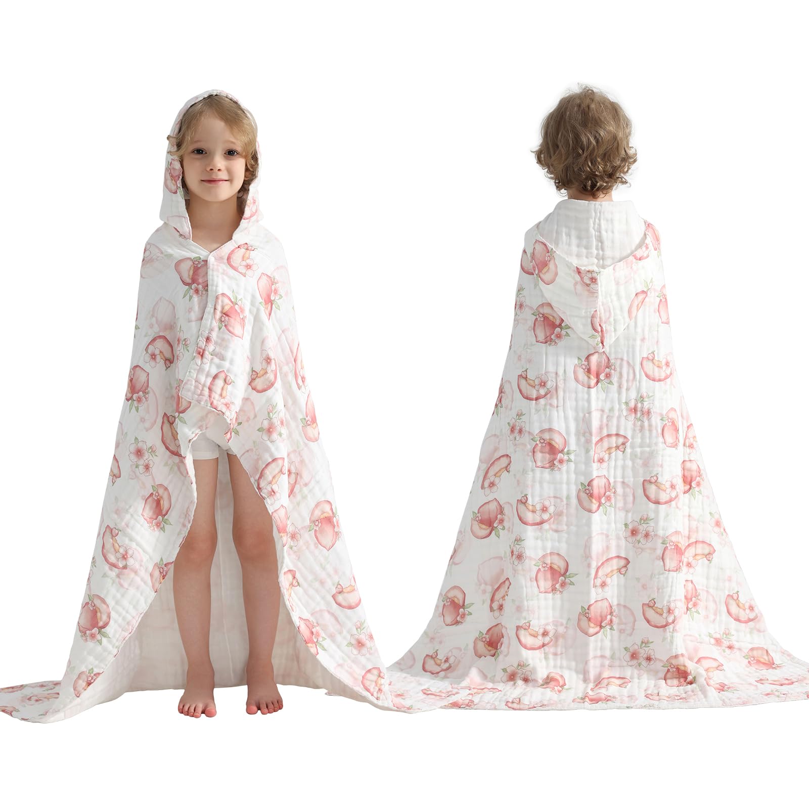 usbettas Toddler Hooded Bath Towels,100% Cotton Muslin Baby Towels for Boys Girls,Ultra Soft & Absorbent Quick Dry Kids Towel for Beach,Pool,Bathroom,