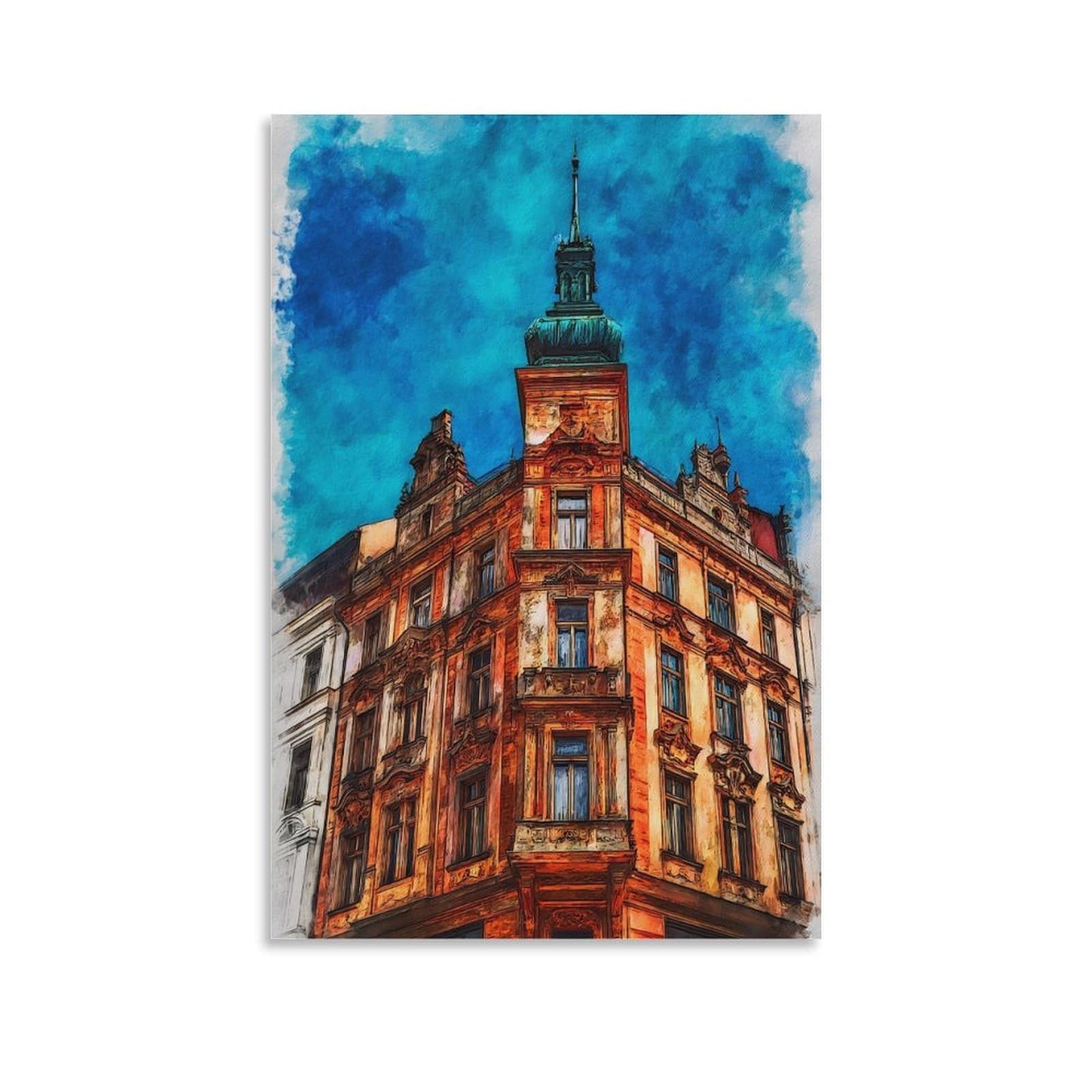 Cnaheiz Unframe-Style Leipzig Germany 24X36inch(60X90cm) Vintage Travel Poster Watercolor Canvas Art