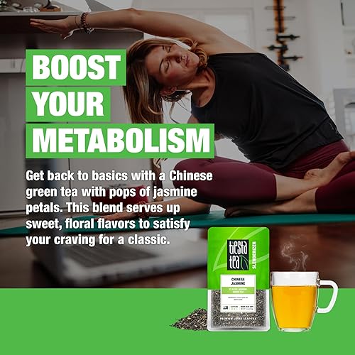 Vista 103 de Tiesta Tea - Máquina verde magra, hoja suelta, té verde cítrico claro, mezcla de hojas sueltas de primera calidad, cafeína media, prepara hasta 50