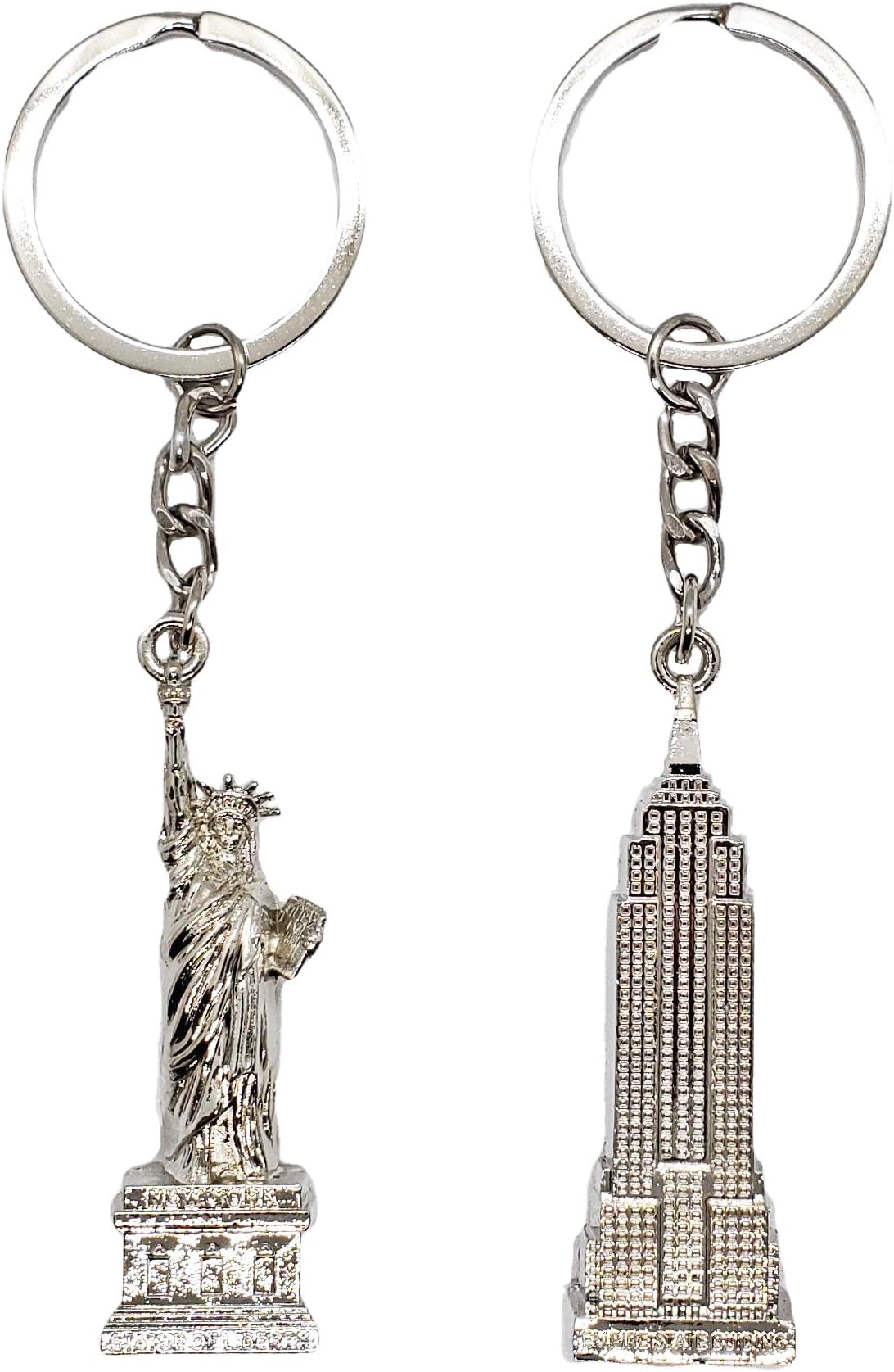 Statue of Liberty & Empire State Building Keychains / Key Rings Metal