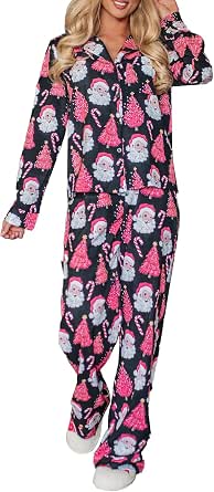 Amiblvowa Women Christmas Pajamas Nutcracker Cute Satin Silk Christmas ...