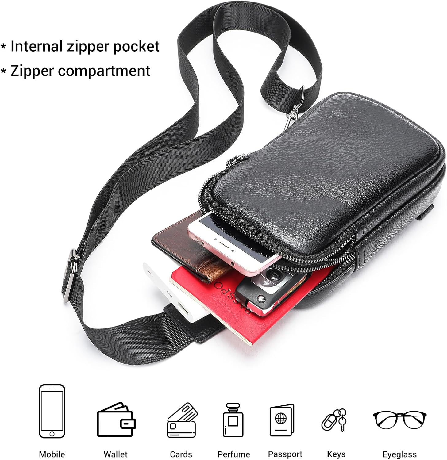 Genuine Leather Sling Bags for Men Crossbody Purse Vintage Small Messenger Shoulder Bag for Phone Side Chest Daypack Bag - Image 6