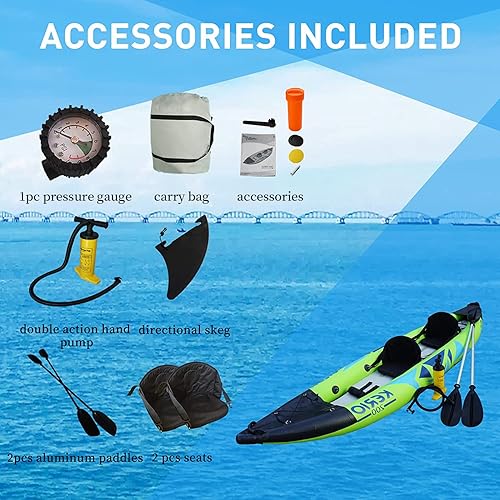Miniatura 7 de BlueCoastline Inflatable Fishing Kayak for Adults Lightweight Excursion Kayak, Sit-in Kayak with Paddle