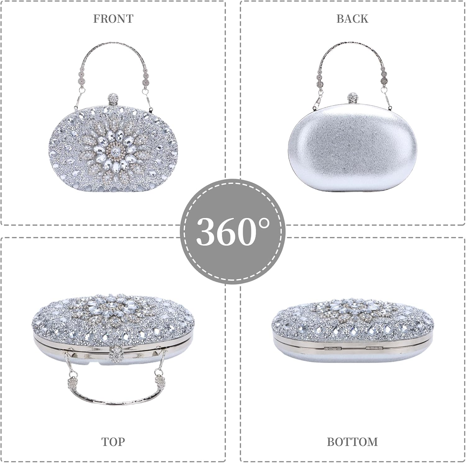 Fecialy Clutch Purses for Women Evening Bag Crystal Handbag Luxury Rhinestone Clutch for Wedding Party