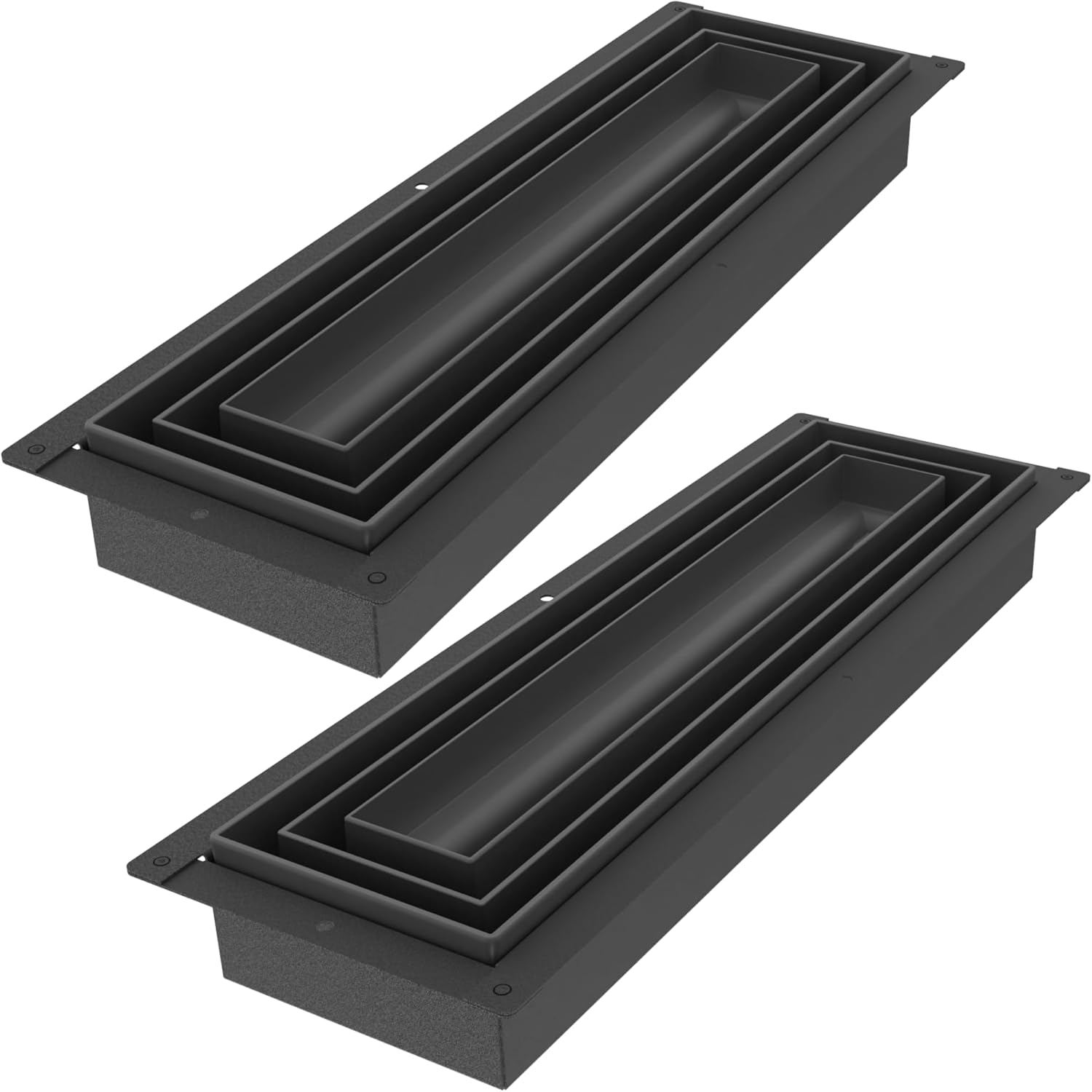 Fittes Flush Floor Vent [Lite+], ABS Plastic HVAC Air Return Register Cover, Customizable Adjustable Improved Airflow Solution for Home Floor, Damper Included – 4"x14" – Matte Black – 2 Pack